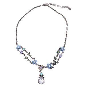 Avon Nina Ricci Floral Teardrop Crystal Necklace Silver Tone 16 to 19 Inches